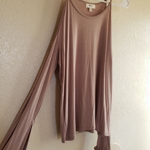 NYTT Ladies Long sleeve cold shoulder beige top